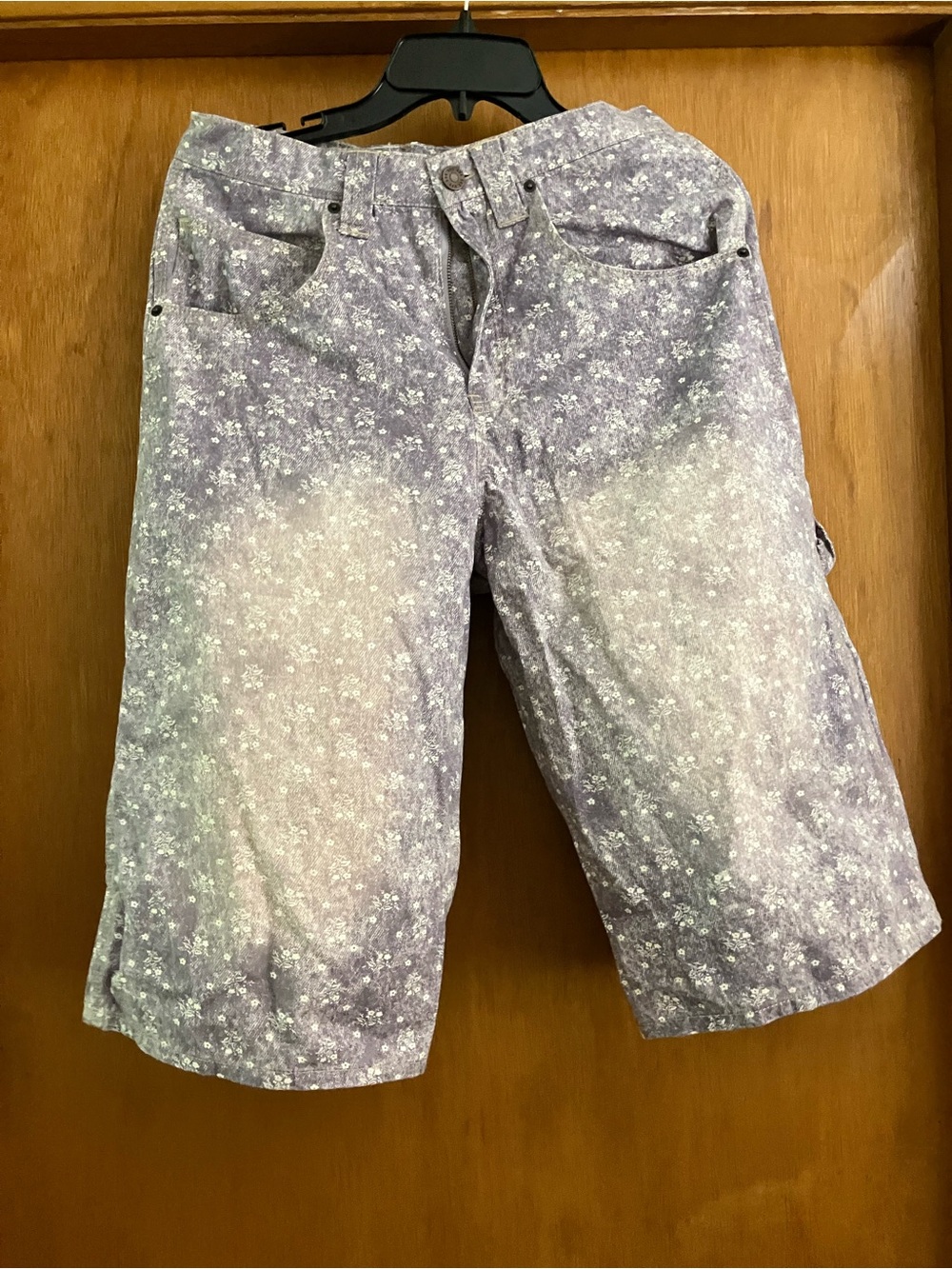 BDG Purple Floral Long Jorts Cropped Jeans Sz 26